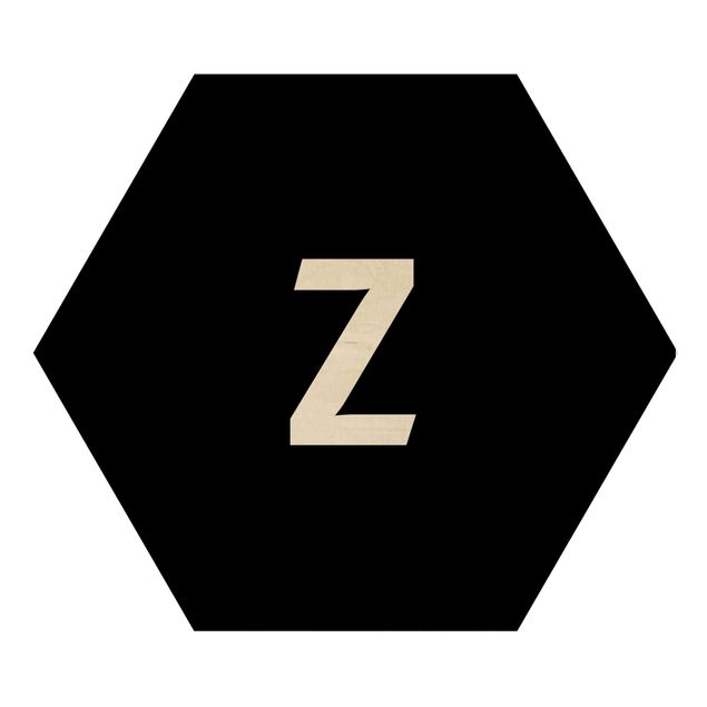 Hexagon Bild Holz - Buchstabe Schwarz Z
