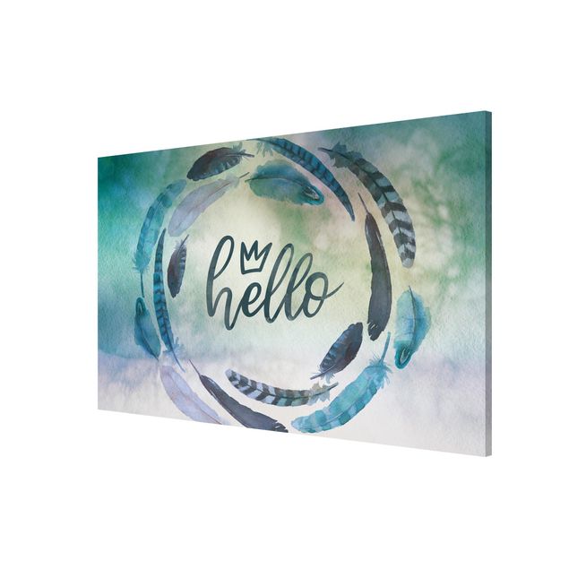 Cuadros plumas Hello Crown Watercolour With Feathers