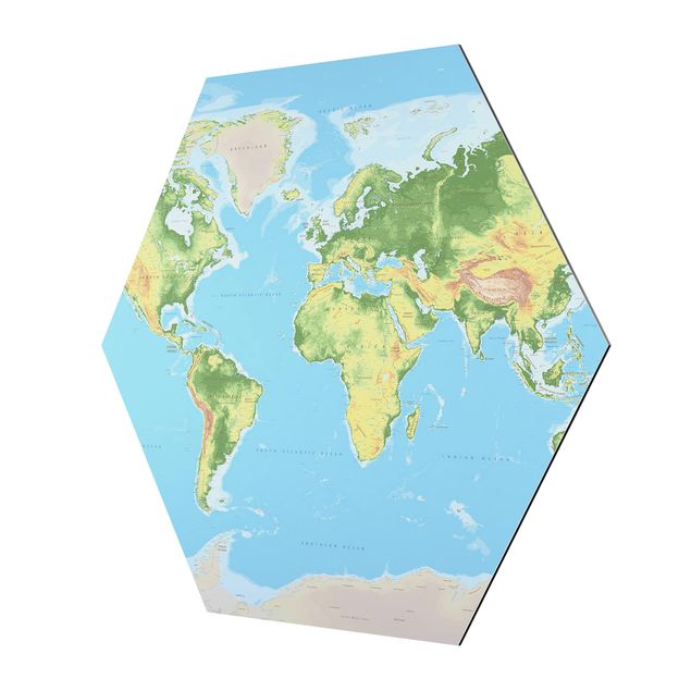 cuadro hexagonal Physical World Map