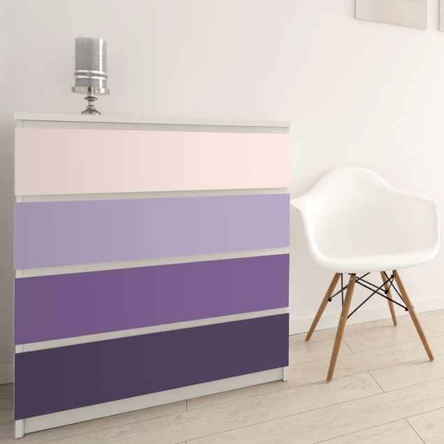 Papel adhesivo para muebles mate 3 Violet Stripes Flower Colours & Light Contrast Colours