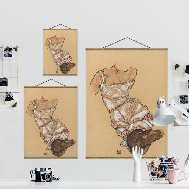 Reproducciónes de cuadros Egon Schiele - Female torso in underwear and black stockings