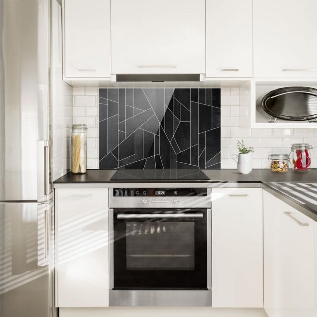 Panel antisalpicaduras cocina patrones Black And White Geometric Watercolor
