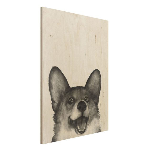 Decoración de cocinas Illustration Dog Corgi Black And White Painting