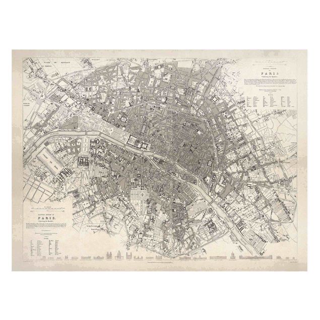 Cuadros torre eiffel Vintage Map Paris