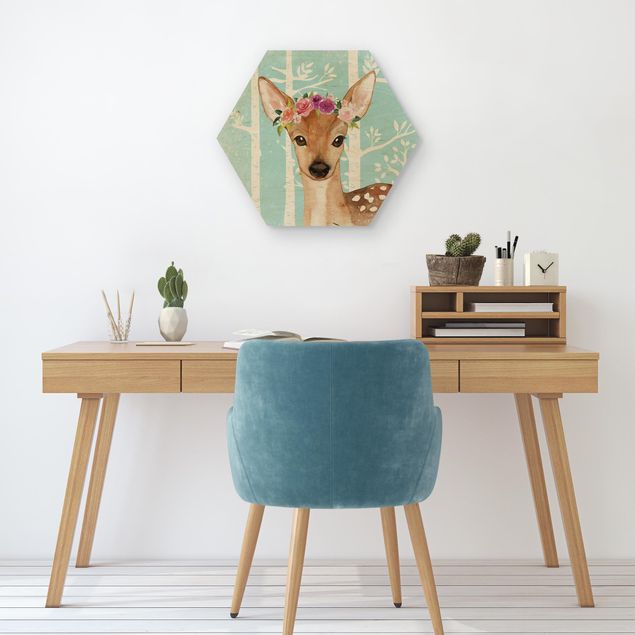 Cuadros decorativos modernos Watercolor Deer Turquoise
