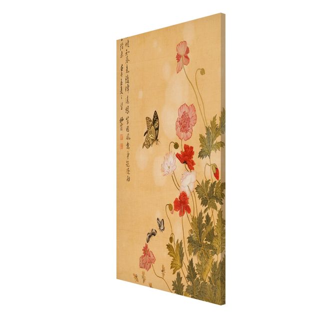 Láminas cuadros famosos Yuanyu Ma - Poppy Flower And Butterfly