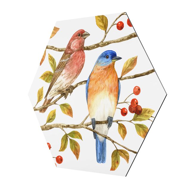 Cuadros hexagonales Birds And Berries - Bluebird