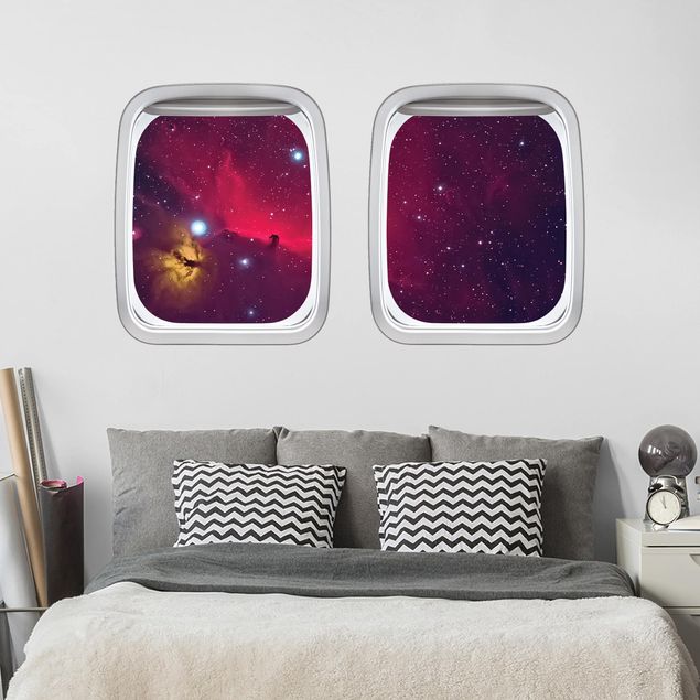 Vinilo espacio infantil Aircraft Window Colourful Galaxy