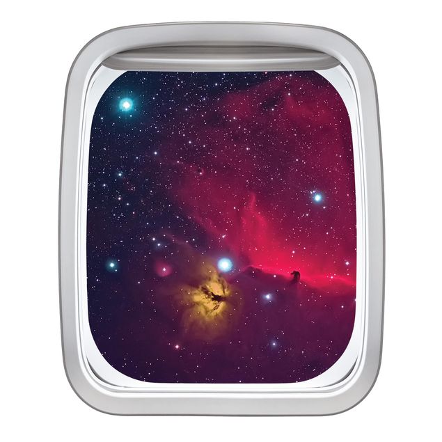 Vinil para pared 3d Aircraft Window Colourful Galaxy