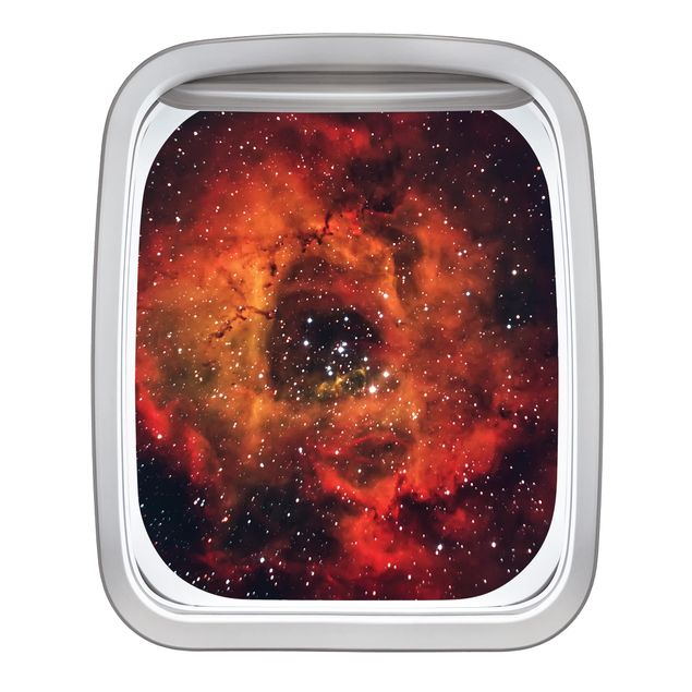 Vinilo 3d pared Aircraft Window Rose In Space