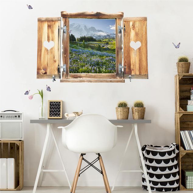 Vinilo flores pared Window Herzberg Meadow With Flowers