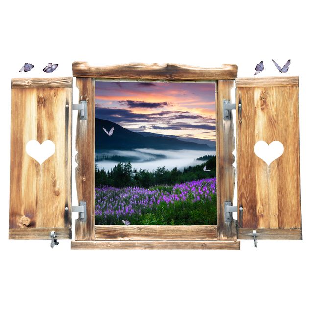Vinilo 3d pared Window With Heart Valley In Norway