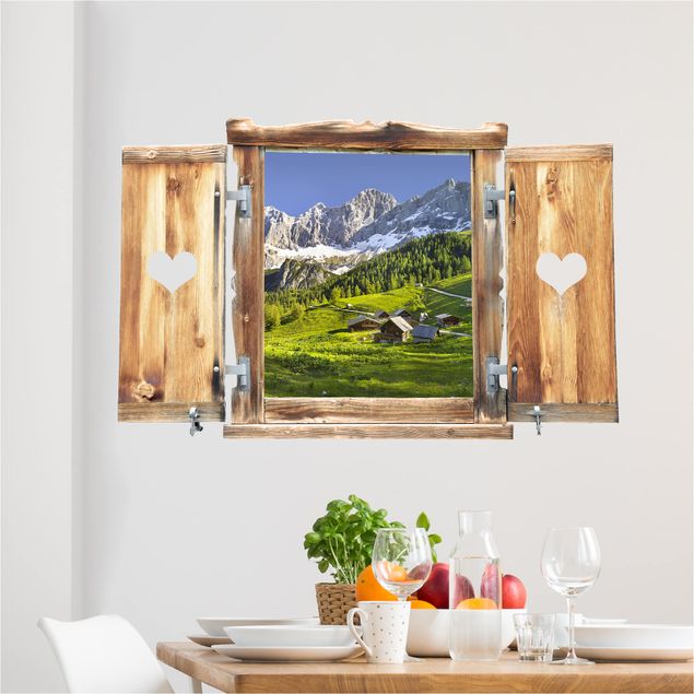 Decoración en la cocina Window With Heart Styria Alpine Meadow