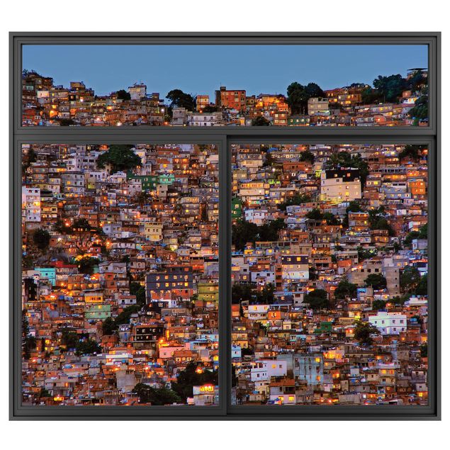 Decoración de cocinas Window Black Rio De Janeiro Favela  Sunset