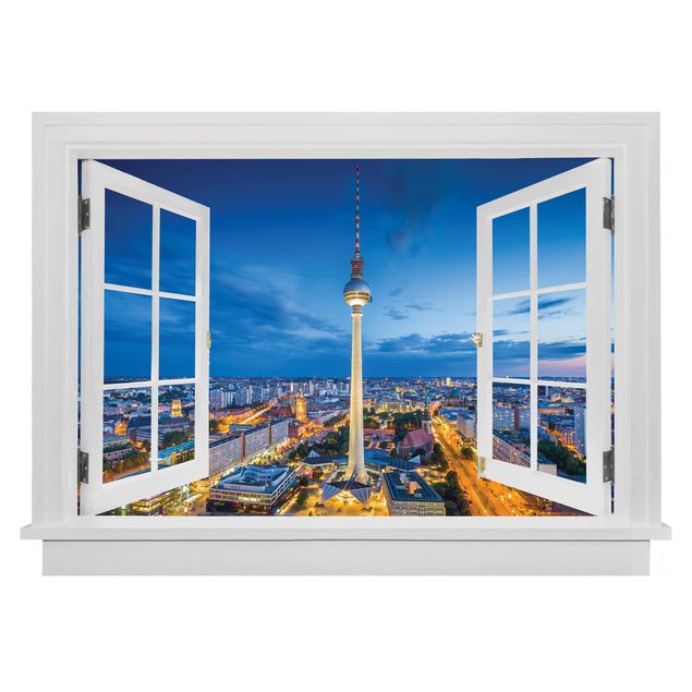Decoración cocina Open Window Berlin Skyline At Night With Television Tower