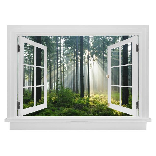Pegatinas 3d pared Open Window Enlightened Forest