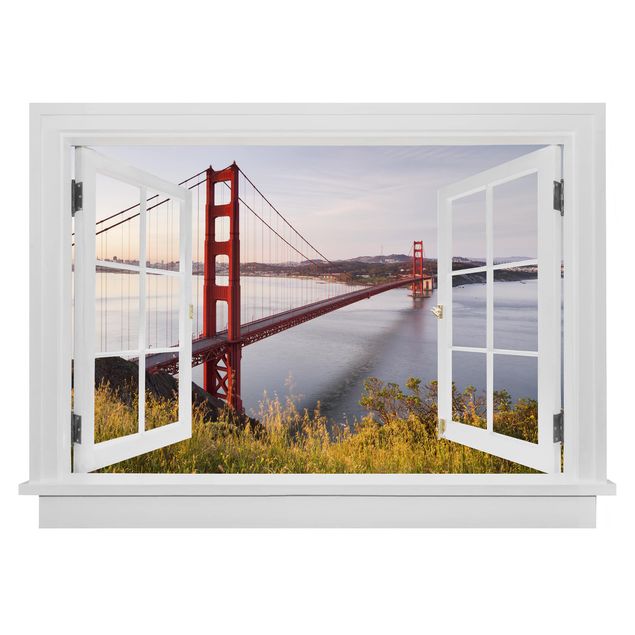 Decoración de cocinas Open Window Golden Gate Bridge In San Francisco