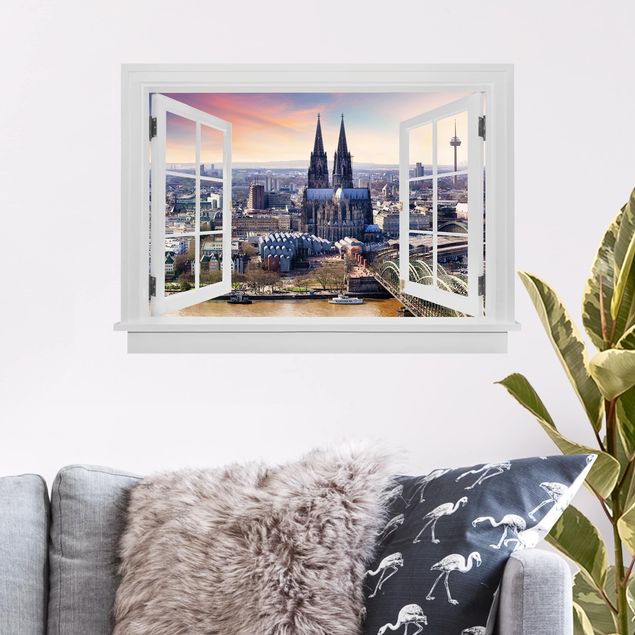 Vinilo ciudades del mundo Open Window Cologne Skyline With Duomo