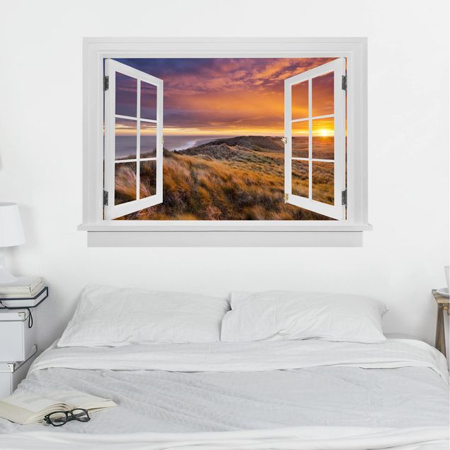 Vinilos de pared islas Open Window Sunrise On The Beach On Sylt