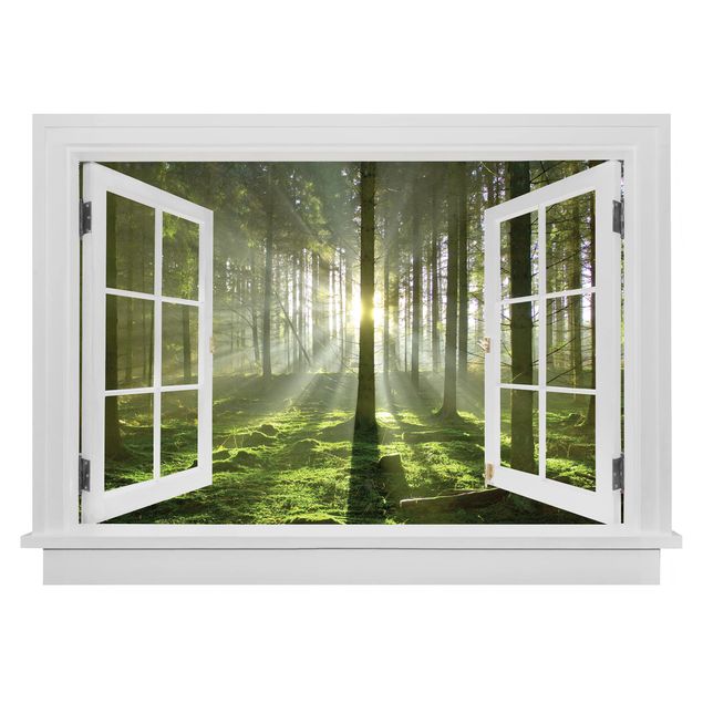 Pegatinas 3d pared Open Window Spring Fairytale