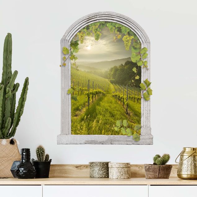 Vinilos de pared zarcillos Stone Arch Sun Rays Vineyard With Vines