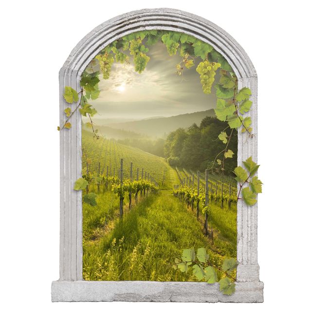 Decoración de cocinas Stone Arch Sun Rays Vineyard With Vines