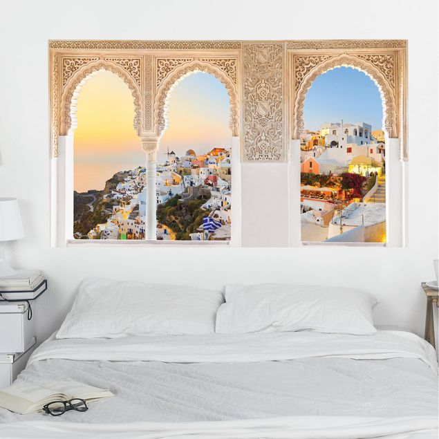 Vinilos de ciudades para pared Decorated Window Bright Santorini