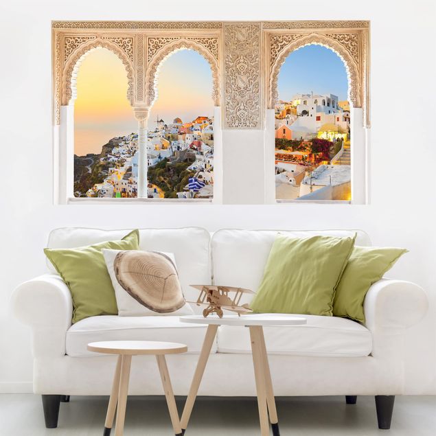 Vinilos de pared nombres de ciudades Decorated Window Bright Santorini