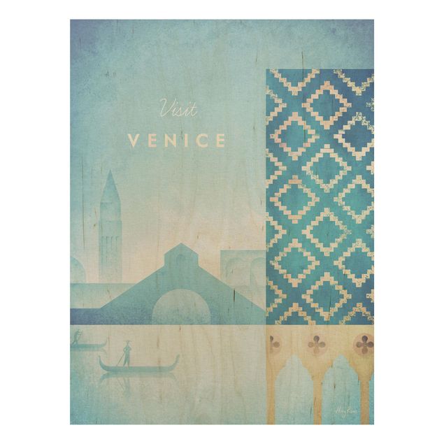 cuadro vintage madera Travel Poster - Venice