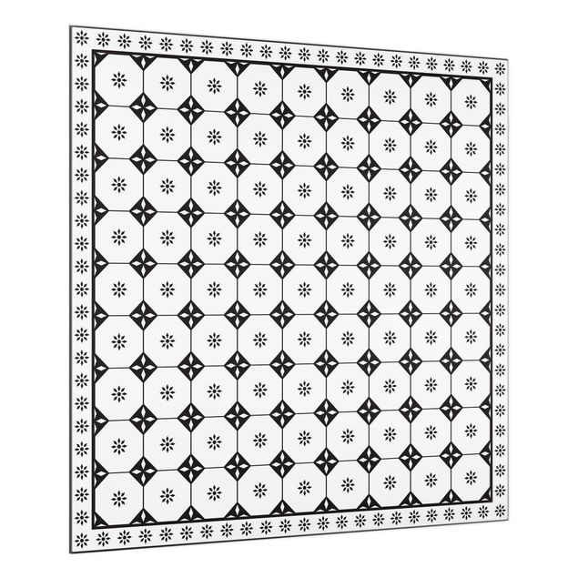 Salpicadero cocina cristal Geometrical Tiles Cottage Black And White With Border