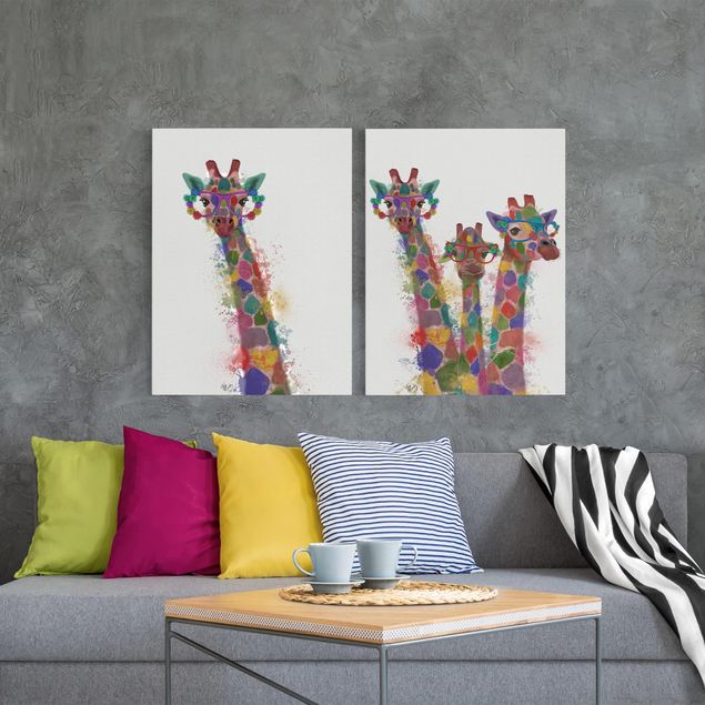 Decoración habitacion bebé Rainbow Splash Giraffes Set I
