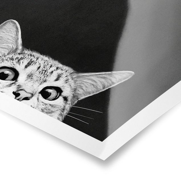 Póster animales Illustration Cat Black And White Drawing