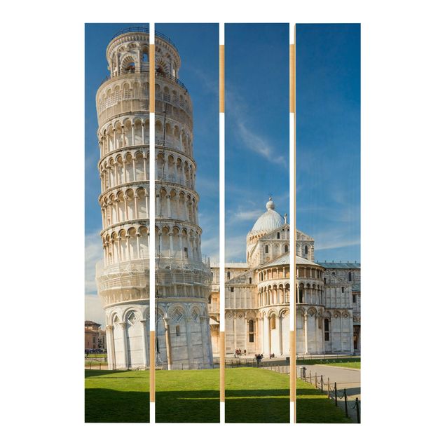 Holzbild - Der schiefe Turm von Pisa - Hochformat 3:2