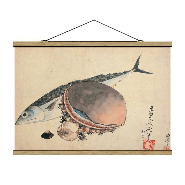 Estilos artísticos Katsushika Hokusai - Mackerel and Sea Shells