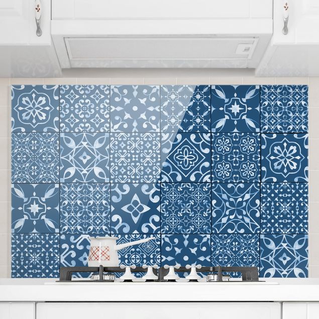 Decoración de cocinas Pattern Tiles Navy White