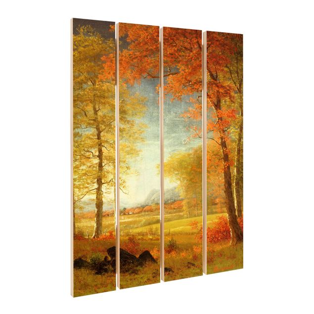 Cuadros de madera paisajes Albert Bierstadt - Autumn In Oneida County, New York