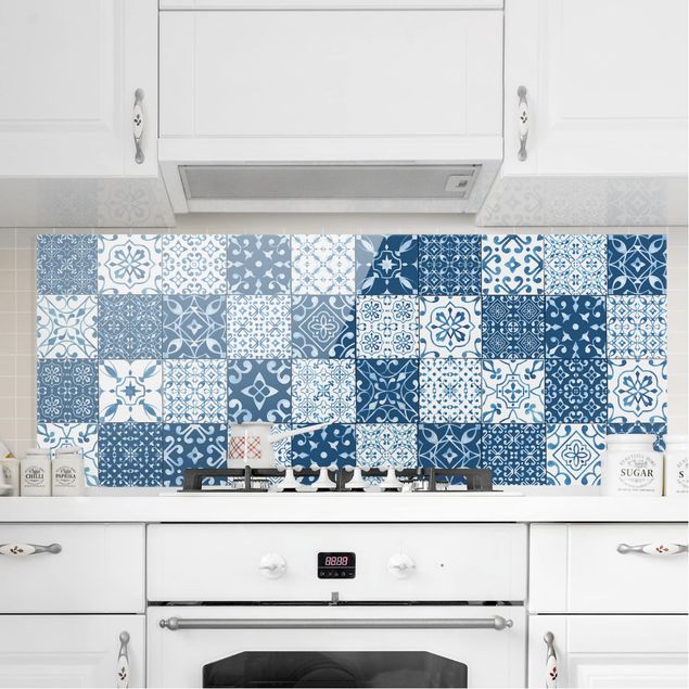 Decoración cocina Tile Pattern Mix Blue White