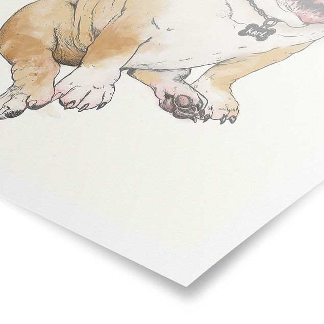Cuadros famosos Illustration Dog Bulldog Painting