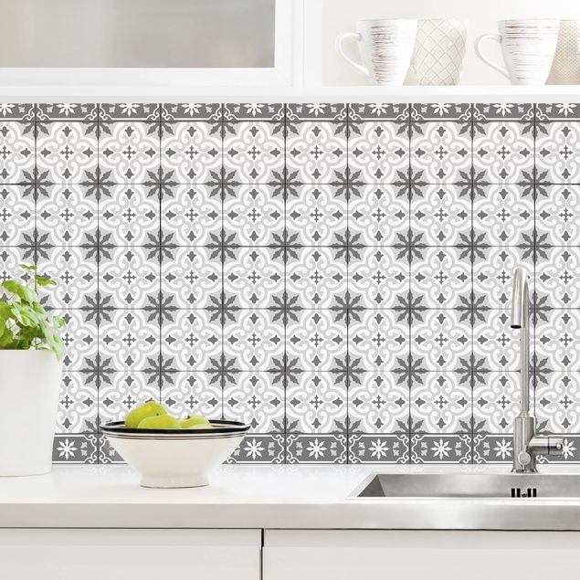 Decoración cocina Geometrical Tile Mix Cross Grey