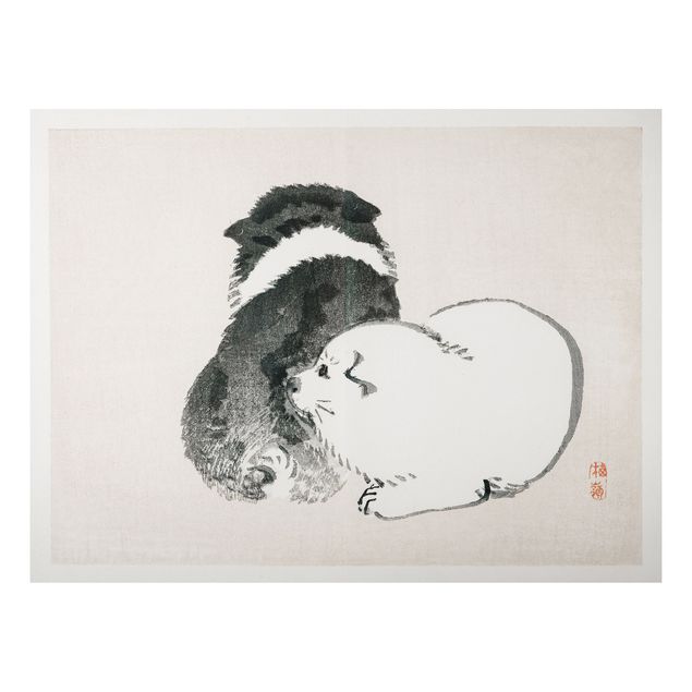 Cuadros de perros Asian Vintage Drawing Black And White Pooch