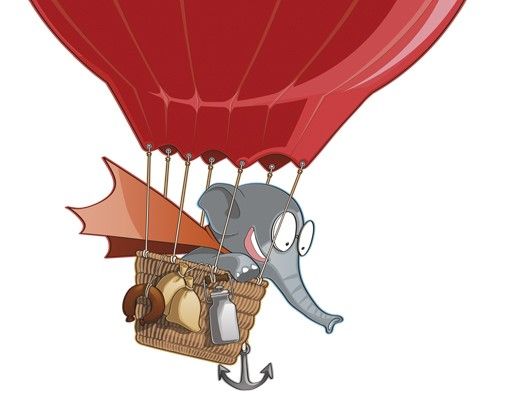 Vinilos de animales Wall Decal Flying Farm Balloon-Elephant