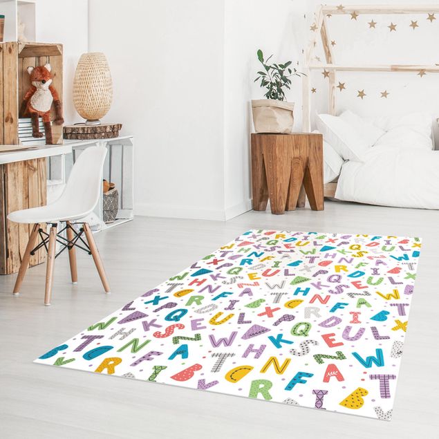 Alfombras modernas Alphabet With Hearts And Dots In Colourful