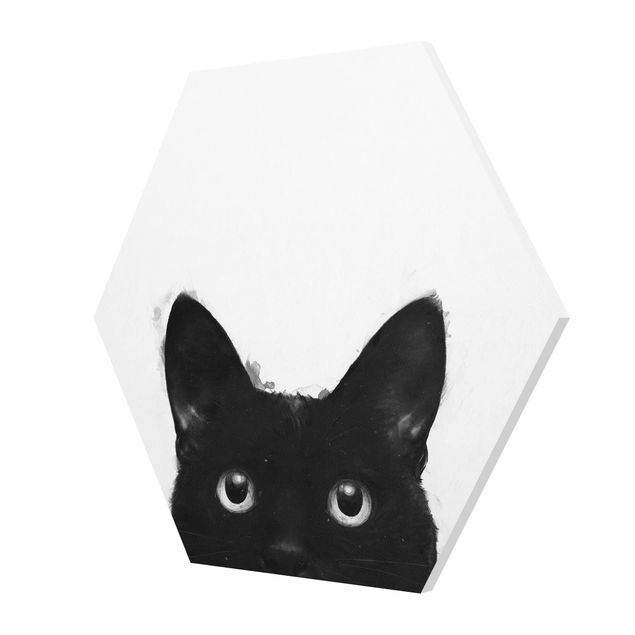 Cuadros negros Illustration Black Cat On White Painting