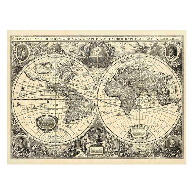Tableros magnéticos mapamundi Vintage World Map Antique Illustration