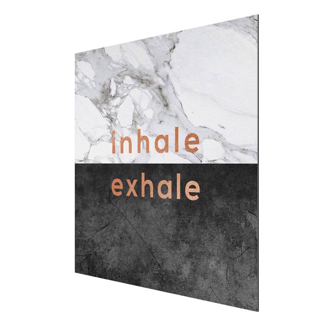 Cuadros con frases motivadoras Inhale Exhale Copper And Marble