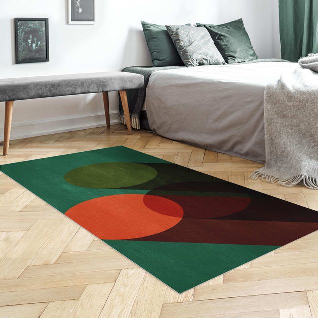 Pasilleros alfombras Abstract Shapes - Circles In Green And Red