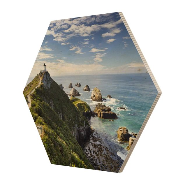 Cuadros hexagonales Nugget Point Lighthouse And Sea New Zealand