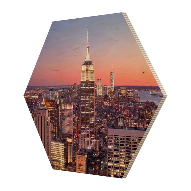 cuadro hexagonal Sunset Manhattan New York City