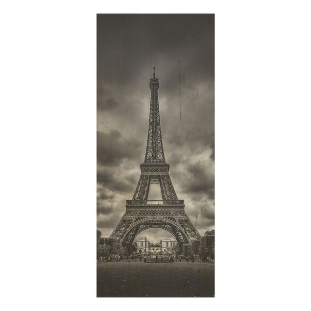 Cuadros decorativos Eiffel Tower In Front Of Clouds In Black And White