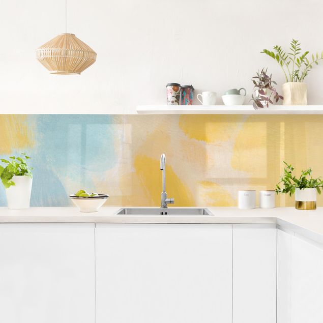 revestimiento pared cocina Spring Composition In Yellow and Blue